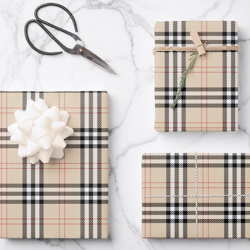 🖤 Luxury Wrapping Paper Designer Check Style